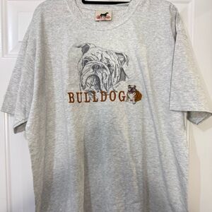 Gr8 Dog Classic With Embroidered Bull Dog Gray Line T-Shirt  Size XL